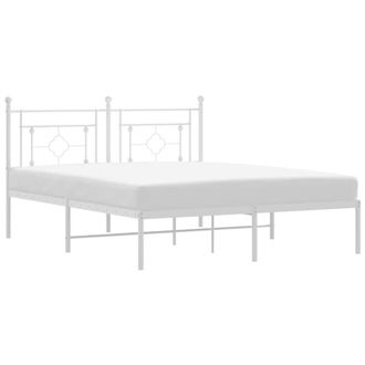 Berkfield Home Metal Bed Frame with Headboard White 160x200 cm