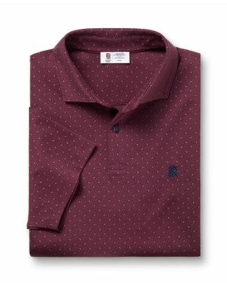 CHARLES TYRWHITT England Rugby Performance Print Cotton Polo - Wine & Navy Size Large by Charles Tyrwhitt