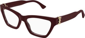 Cartier Cat Eye Brillen - Dames - Brillen - Rood - 56 MM - Accessoires
