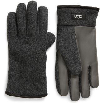 UGG Tech Leather Paneled Gloves in Charcoal at Nordstrom Rack, Size X-Large