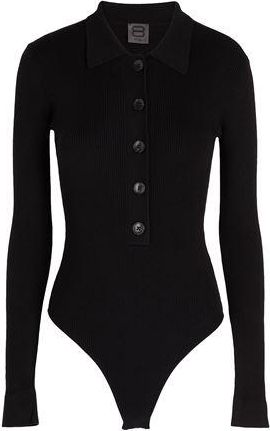 8 by YOOX RIB KNIT OPEN BACK POLO-NECK BODYSUIT