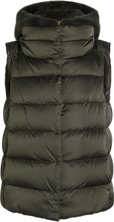 Herno Quilted Hooded Shell and Faux fur Gilet - Dark Grey - 48 (UK16 / XL)