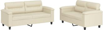 vidaXL Vidaxl - Juego De Sof&aacute;s Con Cojines 2 Piezas Cuero Sint&eacute;tico Crema
