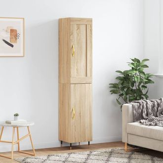 Berkfield Home Highboard Sonoma Oak 34.5x34x180 cm Engineered Wood in Brown