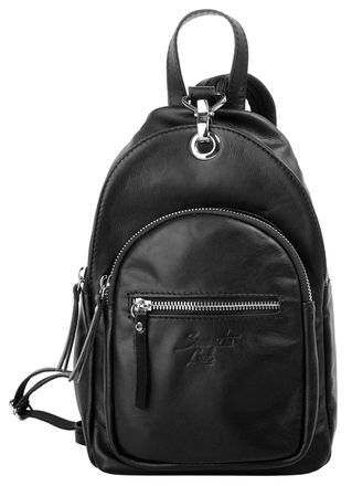 Samantha Look Cityrucksack SAMANTHA LOOK, Damen, Gr. B/H/T: 28cm x 18cm x 10cm, onesize, schwarz, Leder, Rindsleder, beschichtet, leicht gl&auml;nzend, Rucks&auml;cke Cityruc