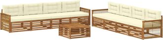 vidaXL Conjunto De Sof&aacute;s De Exterior 9 Uds. Natural Y Crema Vidaxl