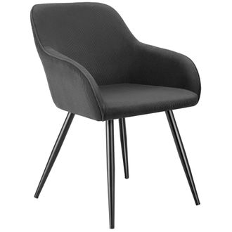 TecTake Silla de comedor con dise&ntilde;o de pana 58 x 62 x 82 cm antracita/negro