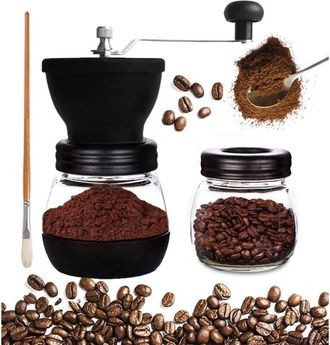OEM Molinillo De Caf&eacute; Manual, Molinillo De Especias Manual, Frascos De Vidrio, Molinillo De Cer&aacute;mica, Molienda Ajustable, F&aacute;cil De Limpiar, Compacto Y Por