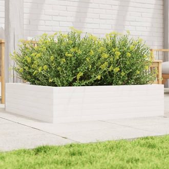 Berkfield Home Garden Planter White 90x90x23 cm Solid Wood Pine | Size: 90 x 90 x 23 cm