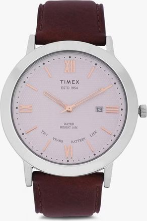 Timex Dress Leather 10 Year Battery Watch