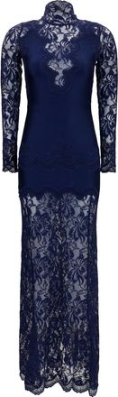 Paco Rabanne Womens Dress Deep Navy Lace And Jersey Polyamide