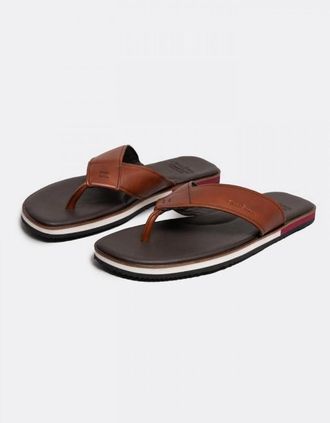 Oliver Sweeney Mens Oliver Sweeney Saltash Leather Mens Flip Flops - Brown - Size: 11