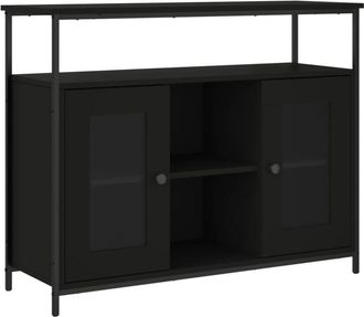 vidaXL Aparador de madera de ingeniería negro 100x35x80 cm Vidaxl