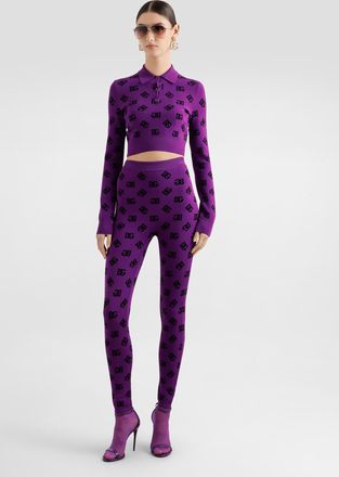 Dolce & Gabbana Womens Printed Jacquard Leggings - Purple viscose - Size EU 38 (Womens)