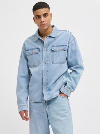 Jack & Jones Jeanshemd JACK & JONES JJICHASE JJOVERSHIRT MF 903 SN, Damen, Gr. XS, N-Gr, blau (light blau denim), Denim/Jeans, Obermaterial: 100% Baumwolle, unifar