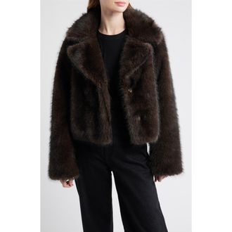 Thread & Supply Short Faux Fur Coat in Dark Brown at Nordstrom Rack, Size Large