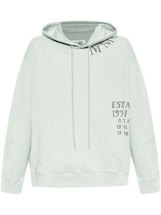 Maison Margiela numbers-print hoodie - men - Cotton - M - Blue