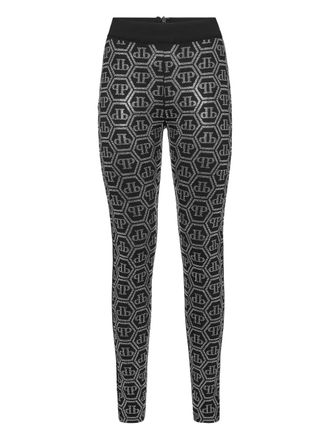 Philipp Plein monogram-pattern leggings - Black