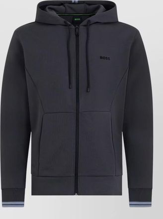 HUGO BOSS cotton hooded zip sweatshirt