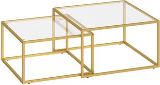HOMCOM Mesas nido 75x75x42 cm oro