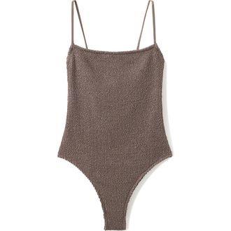 Mango Textured One-Piece Swimsuit in Light/Pastel Brown at Nordstrom, Size X-Small
