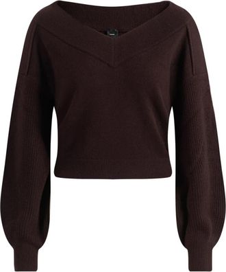 Pinko Ringhio Pull Pure - Dames - V-hals truien - Bruin - S - Truien & Vesten