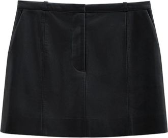 Anine Bing Benedict Mini Rok - Dames - Leren & Su&egrave;de rokken - Zwart - S - Leer - Rokken