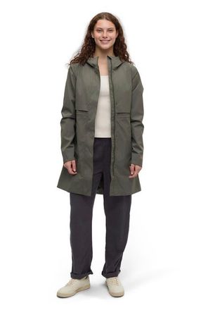 tentree Nimbus Long Rain Jacket in Deep Olive at Nordstrom, Size X-Large