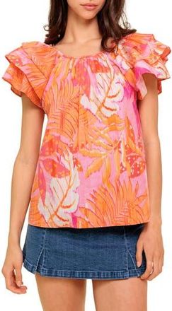 Flying Tomato Print Woven Top in Pink Orange at Nordstrom Rack, Size Medium