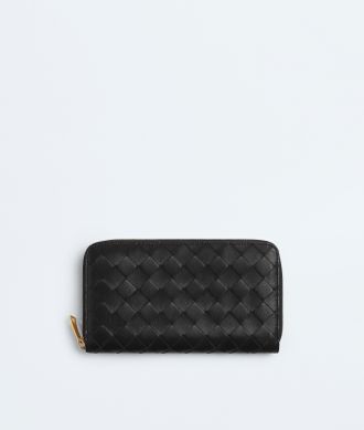 Bottega Veneta Intrecciato Zip Around Wallet - Black - Woman - 100% Lambskin