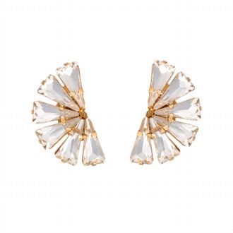Anton Heunis Afrodita Fan Earring In Crystal And Gold