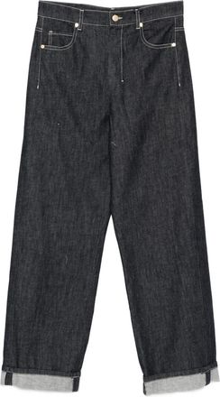 Max Mara cuffed stitching jeans - women - Cotton/Kapok - 36 - Blue