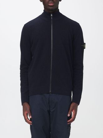 Stone Island Cardigan in pura lana vergine con collo alto e chiusura a zip
