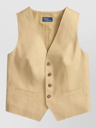 Ralph Lauren hemp tailored vest v neckline buckle