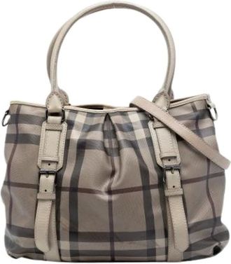 Burberry Pre-owned Handbags, female, Gray, Size: ONE SIZE Pre-owned Fabric Tote