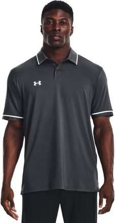 Under Armour Team Tipped Mens Short Sleeve Polo Shirt, Stealth Gray / White, XXL