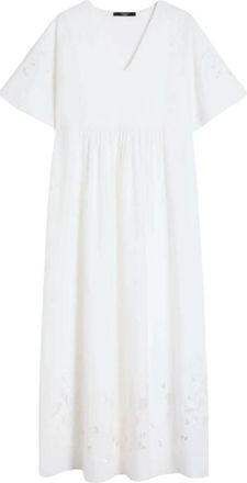 Max Mara Tartufo Scalloped Eyelet Katoen Poplin Jurk - Dames - Casual kleedjes - Wit - S - Katoen - Kleedjes