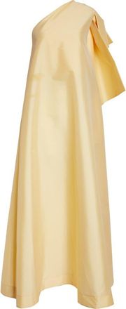 Bernadette Winnette Bow Detail One-Shoulder Satin Dress in Soft Yellow at Nordstrom, Size 6 Us