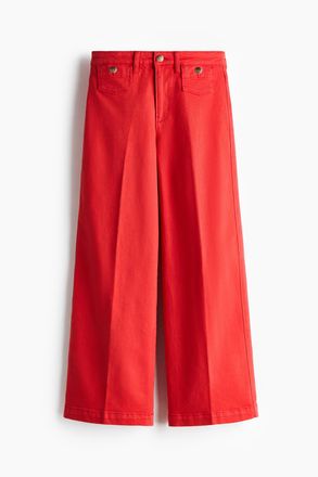 H&M Wide High Waist Ankle Jeans - Knallrot