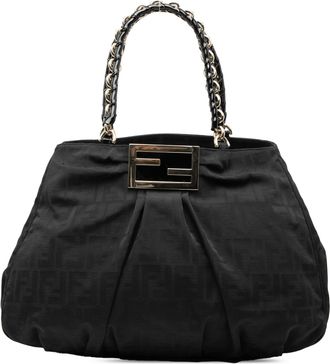 Fendi Pre-owned Womens Large Zucca Canvas Mia Tote - Black Textile - One Size