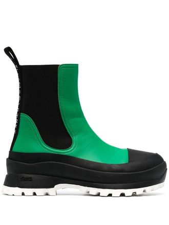 Stella McCartney Trace two-tone ankle boots - women - Rubber/Polyester/Fabric - 37 - Green