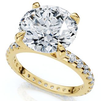 Pompeii3 Certified 3 1/2Ct Eternity Diamond Engagement Ring 14k Gold/Platinum Lab Grown