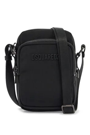 Dsquared2 Glossy Black Nylon Backpack With Logo Print from