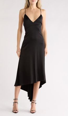 Alice & Olivia Luciana Asymmetric High-Low Slipdress in Black at Nordstrom Rack, Size 14