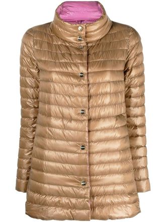 Herno mock-neck quilted jacket - Brown