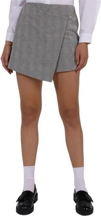 Nafnaf Veelzijdige Grijze Geruite Rok/Broek - Dames - Korte rokken - Grijs - S - Rokken