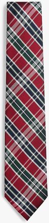 Tommy Hilfiger Mens Festive Plaid Silk-Blend Tie - Red