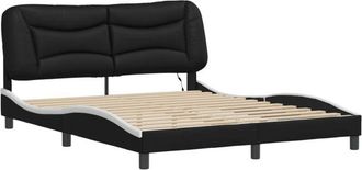 vidaXL Bed Frame with LED without Mattress Hvar Black and White 160x200 cm vidaXL