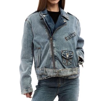 Moschino Womens Multicolor Cotton Denim Jacket Clothing