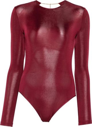 Saint Laurent Open-back Long-sleeve Bodysuit
